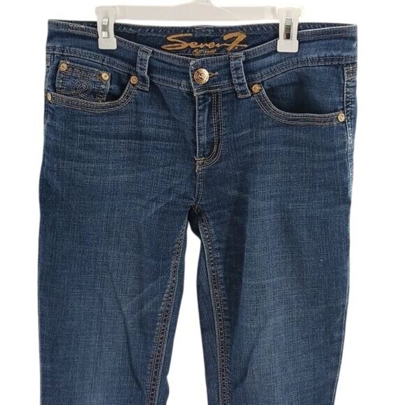 Seven7 Jeans Blue Denim Skinny Stretch Embroidered Womens Size 12 - Picture 3 of 10
